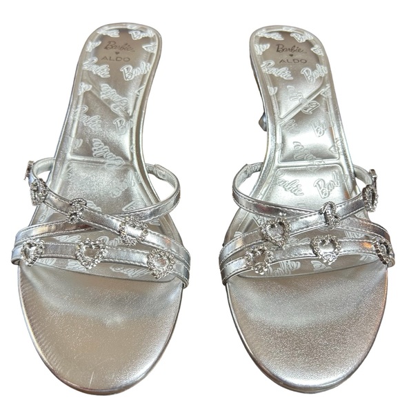 Aldo X Barbie Mule Silver Heels Rhinestone Embellished Rare Collector In Box 7.5 - Picture 7 of 16